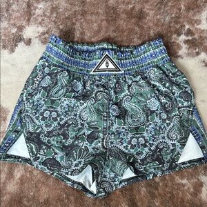 Patterned Green and Blue Women's Shorts